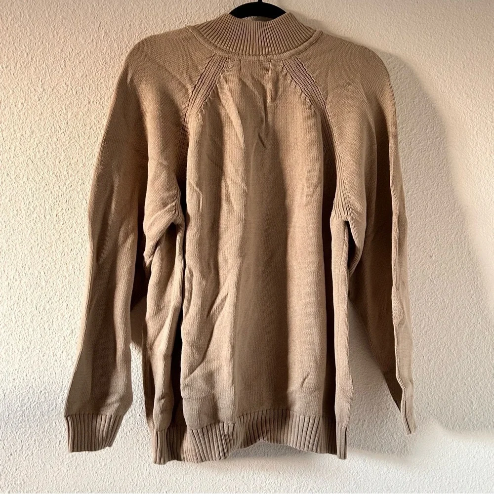 BILL BLASS 1/3 Zip Pop On Knit Sweater Beige Men Size XL Winter Fishermen casual